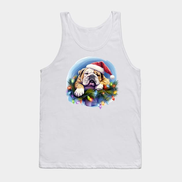 Lazy Bulldog at Christmas Tank Top by Chromatic Fusion Studio